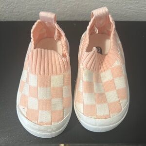 Kids Checkered Slip-On Shoes - Pink